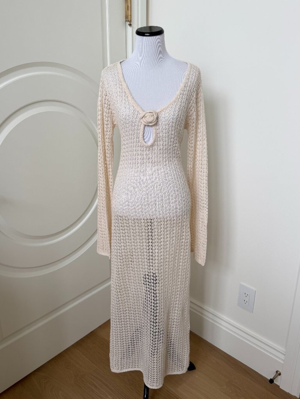 Cream Open Weave Coverup Dress